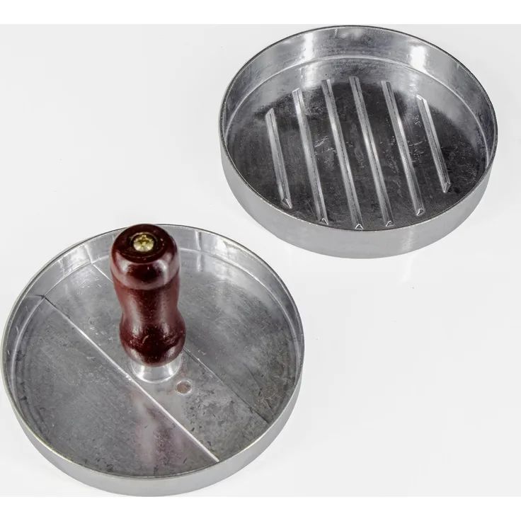 KVOTA Burgerpresse Patties-Former, Aluminium Antihaft Hamburger Veggie, 11,8 cm (3 Stück) mit Holzgriff