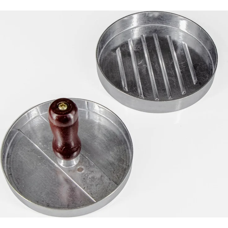 KVOTA Burgerpresse Patties-Former, Aluminium Antihaft Hamburger Veggie, 11,8 cm (3 Stück) mit Holzgriff
