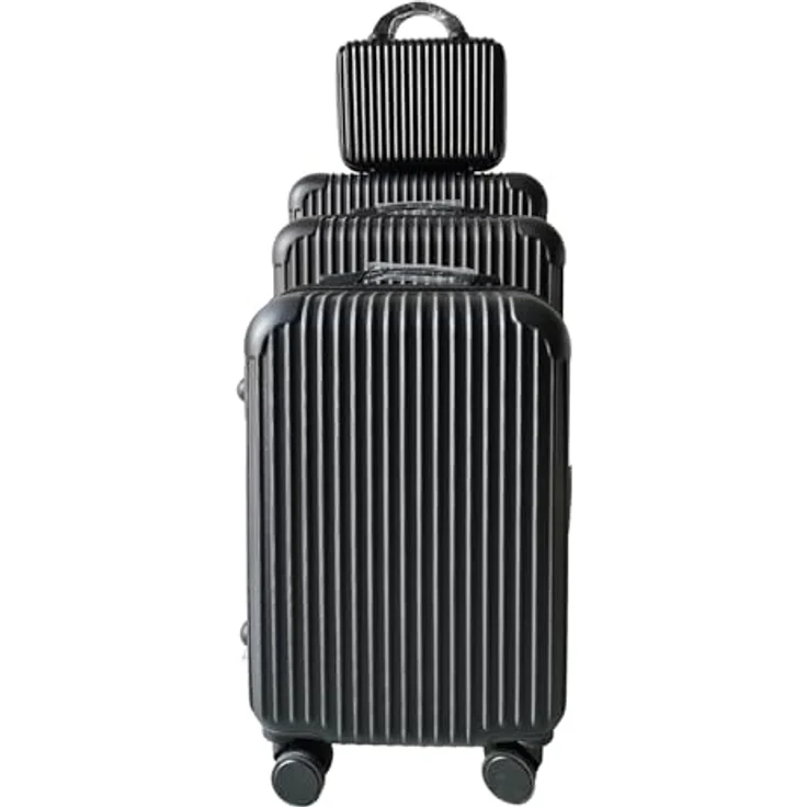 NTK-Collection Frenzi Kofferset 4er-Set, Hartschalenkoffer in Schwarz, 115 l (L), 80 l (M), 50 l (Handgepäck), mit Teleskopgriff und Zahlenschloss – Bild 1