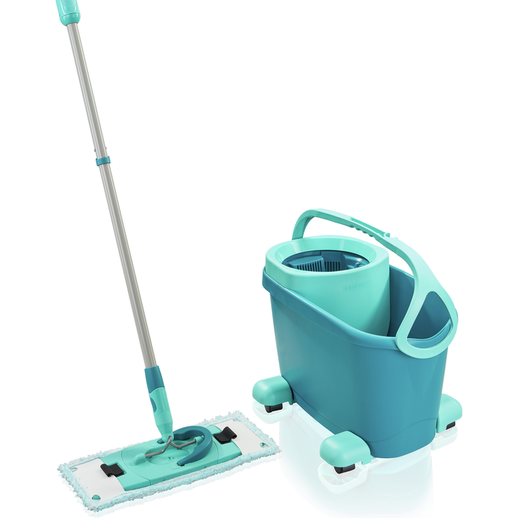Leifheit Set Clean Twist M Ergo mobile, Bodenwischer-Set mit Rollwagen, 6 L Eimer mit Schleudersieb, Teleskopstiel, Wischbezug super soft (52121) – Bild 1