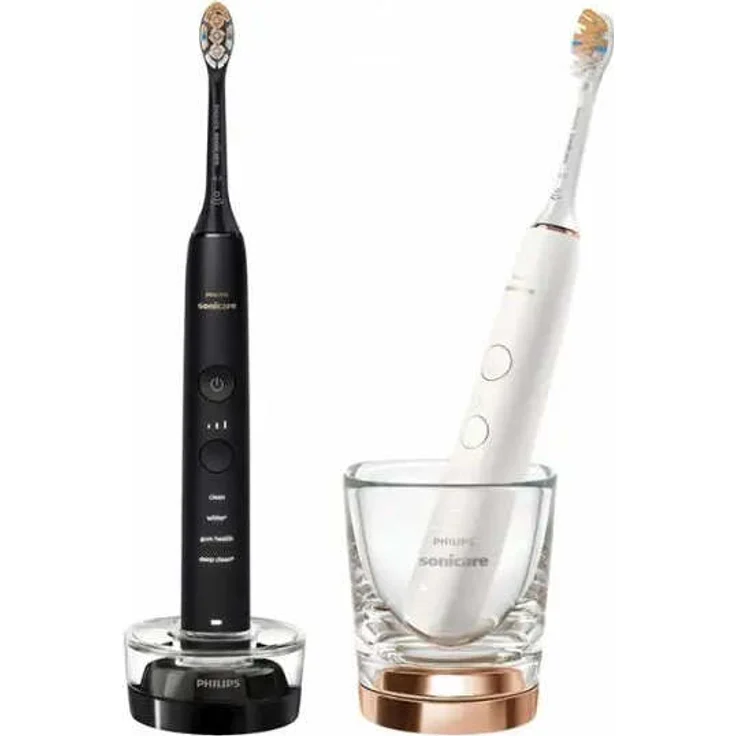 Philips Sonicare Diamond Clean Series 9000 - Duo Pack With 2 Advanced Sonic Electric Toothbrushes, Schallzahnbürste Unisex, Weiß