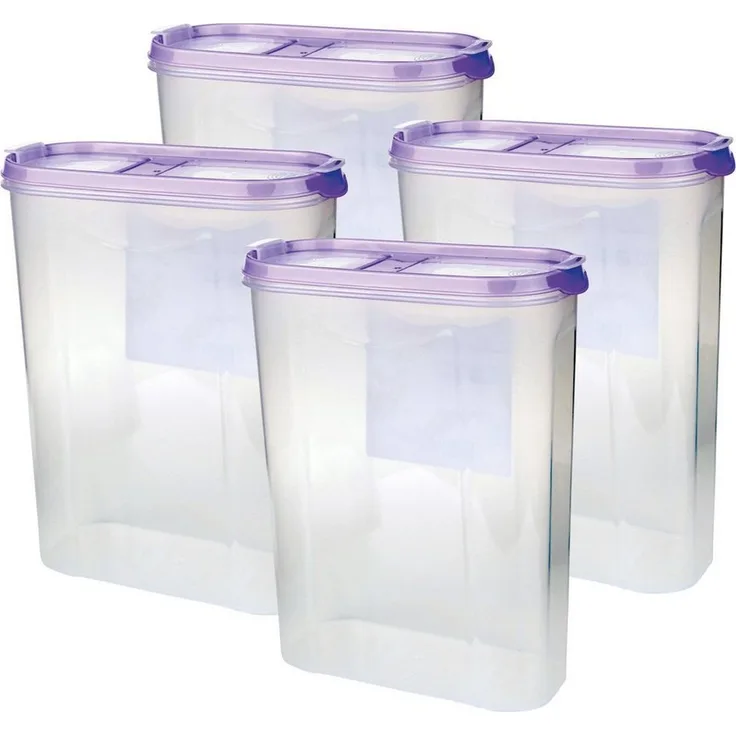 Bestlivings Vorratsdose Müslispender, 4-tlg. Set, Kunststoff, 2,8 Liter, luftdicht, transparent, stapelbar, für trockene Lebensmittel