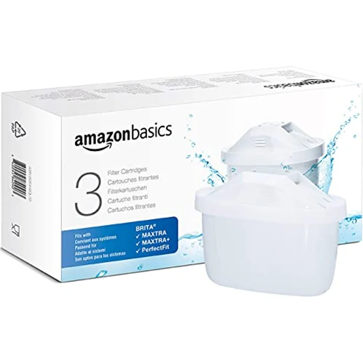Amazon Basics Wasserfilterkartusche, Brita Maxtra+ Compatible | mit einem Tischwasserfilter von Amazon Basics oder den BRITA-Modellen MAXTRA/MAXTRA+/PerfectFit, 3 Stück (1er Pack) – Bild 1