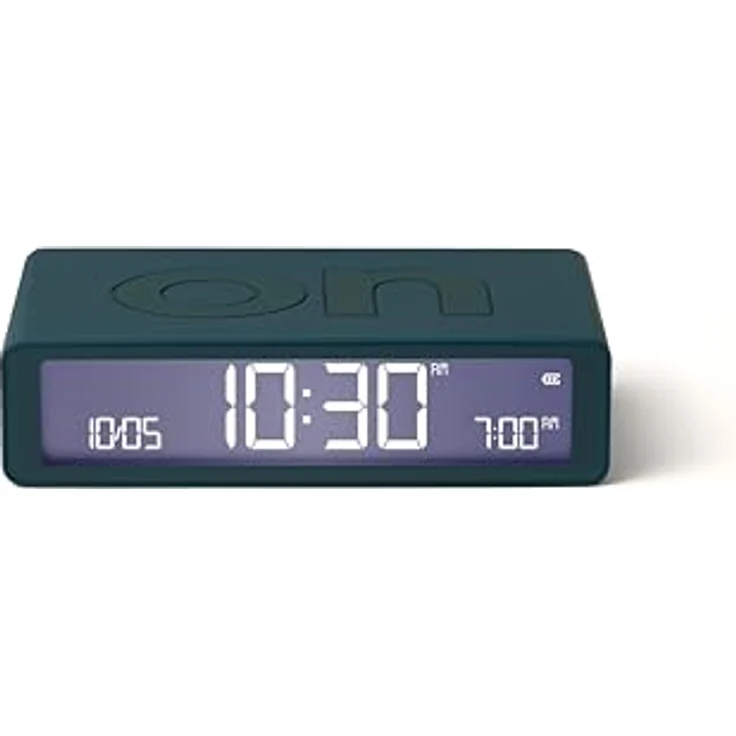 Lexon Flip Classic, digitaler Wecker mit umkehrbaren EIN/Aus-Seiten, wiederaufladbare Nachttischuhr mit LCD-Display und Berührungssensor – Entenblau – Bild 1