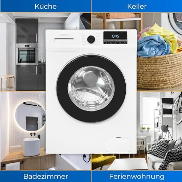 Exquisit Waschmaschine WA58014-340A weiss | Waschmaschine 8 kg | Energieeffizienz A | 16 Waschprogramme | Kindersicherung | Startzeitvorwahl | Washing machine – Bild 4