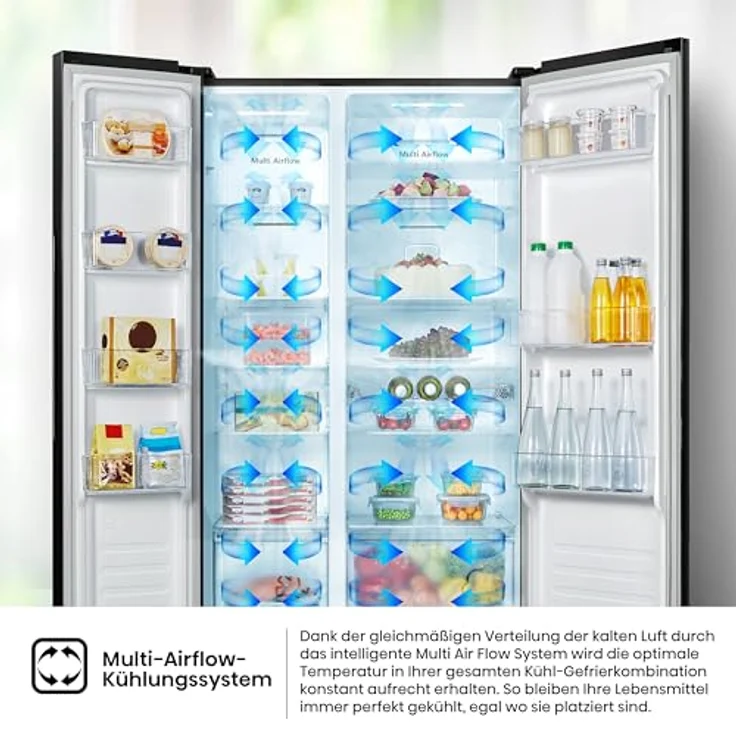 Hisense RS677N4BFD Side-by-Side-Kühlschrank, freistehend, schwarz, Energieklasse D – Bild 5