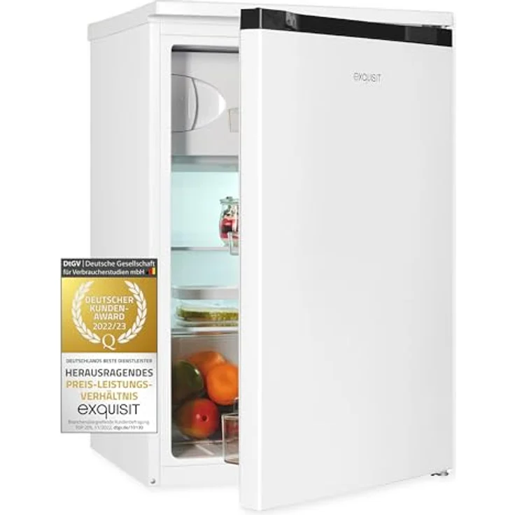 Exquisit Kühlschrank KS516-4-051C weiss | Nutzinhalt: 107 L | 4-Sterne-Gefrieren | Mit Gefrierfach | LED-Beleuchtung – Bild 1
