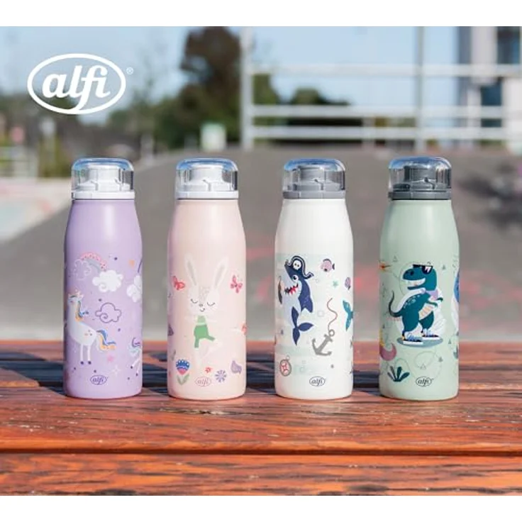 alfi KIDS ISO BOTTLE 350ml, Piraten, Isoliertrinkflasche Kinder Edelstahl, hält 12 Std. heiß, 24 Std. kalt, Trinkflasche für Kohlensäure, BPA-frei. – Bild 2