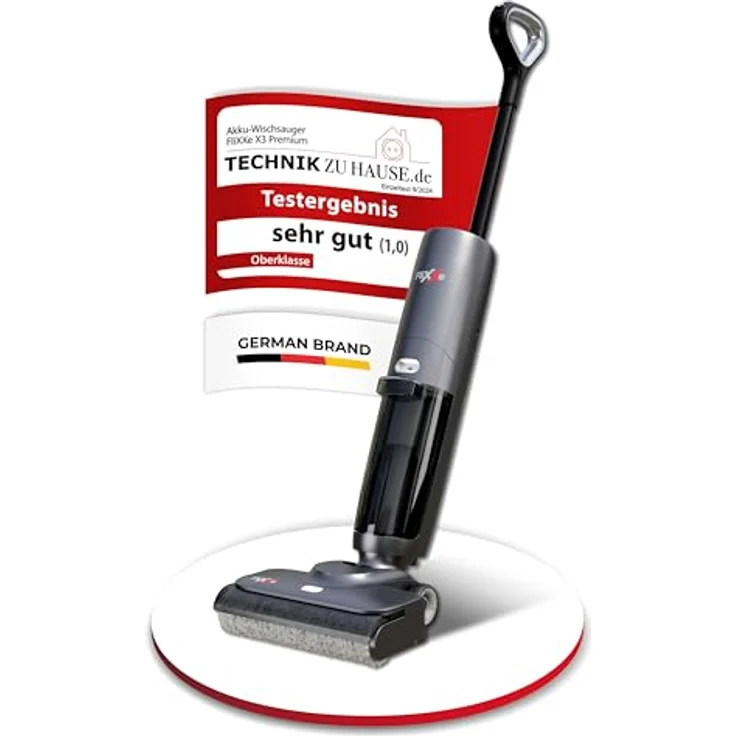 Flixxe X3 Premium 2-in-1 Nass-Trockensauger, kabellos, 200W Leistung, 40 Min Laufzeit, Selbstreinigung, X-Sense Technologie, beidseitige Kantenreinigung, grau, inkl. 2 Liter Reinigungslösung – Bild 2