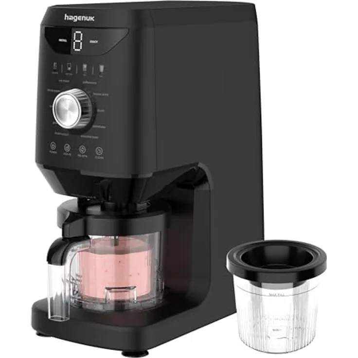 Hagenuk Ice Twist Deluxe ICM-500.05LB, Eiscreme und Dessertmaschine mit 800W, 2x500ml Becher und 10 Automatikprogrammen