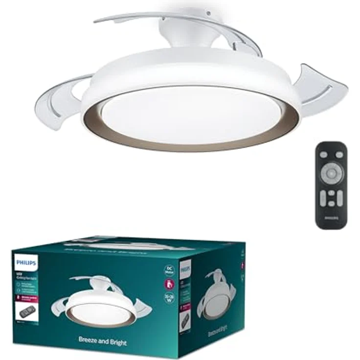 Philips LED DC-Deckenleuchte Bliss mit Ventilator, Ø 106 cm x 41,8 cm, Lichttemperatur 2700-5500 K, Gold – Bild 2
