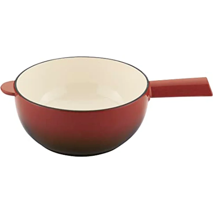 Spring Gusseisen Fondue Set rot | Ø 20 cm | mit 8 Fonduegabeln und Spritzschutz | für Käsefondue, Fleischfondue | Rechaud Brenner – Bild 3