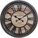 JJA Wanduhr, Retro-Stil, industriell, geprägt, Durchmesser 50 cm, Braun