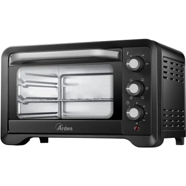 Ardes Elektrischer Umluft-Kleinbackofen 22 Liter Fassungsvermögen mit Innenbeleuchtung 6 Garfunktionen Timer Doppelverglasung MAGNUS AR6222PB, Schwarz – Bild 1