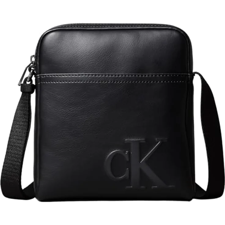 Calvin Klein CK REPORTER Umhängetasche, Herren-Schultertasche in Schwarz mit CK-Logo, Hochformat, verstellbarem Schulterriemen und Reißverschluss – Bild 1