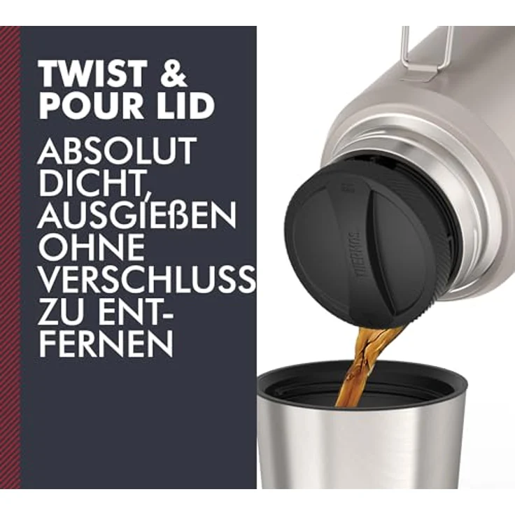 Thermos THERMOS ICON BEVERAGE BOTTLE 1,20l, beige/sandstone mat, Isolierflasche mit Trinkbecher, 24 h heiß/24 h kalt, spülmaschinenfest, absolut dicht, BPA-frei – Bild 3
