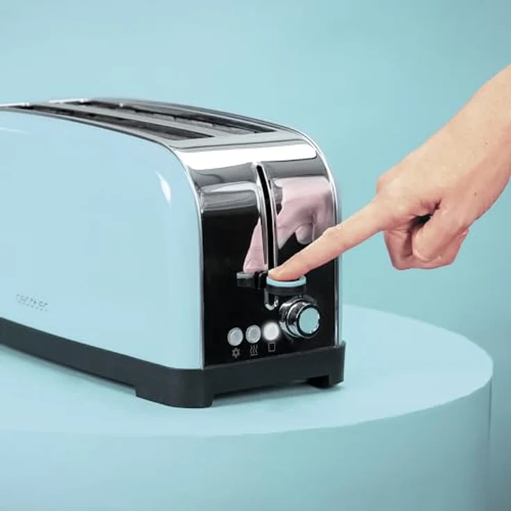 Cecotec Toastin' time 1500, Vertikaler Toaster mit 1500 Watt Leistung, Edelstahlgehäuse in Blau, für 4 Toastscheiben – Bild 4