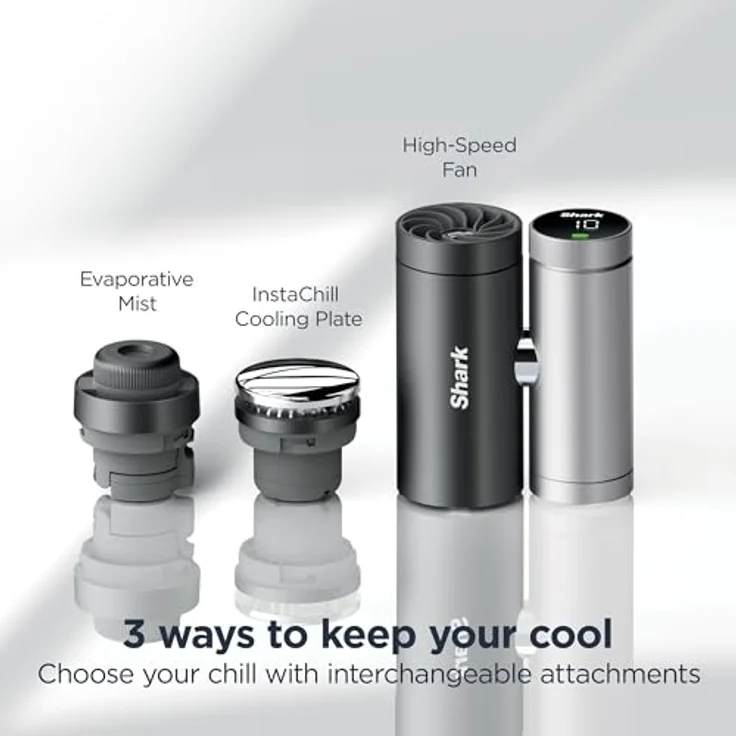 Shark ChillPill FA022UK, 3-in-1 Hochgeschwindigkeitsventilator mit ultrafeinem Nebel und InstaChill System, carbon, inklusive 3 Kühlaufsätzen, reisefreundliches Design – Bild 3