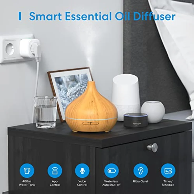 Meross Aroma Diffuser Funktioniert mit Apple HomeKit, Alexa und Google Home, 400ML Ätherische Öle Smart Ultraschall Luftbefeuchter, App Steuerbar WLAN Duftöl Diffuser Duftlampe mit RGB-LED-Licht – Bild 2