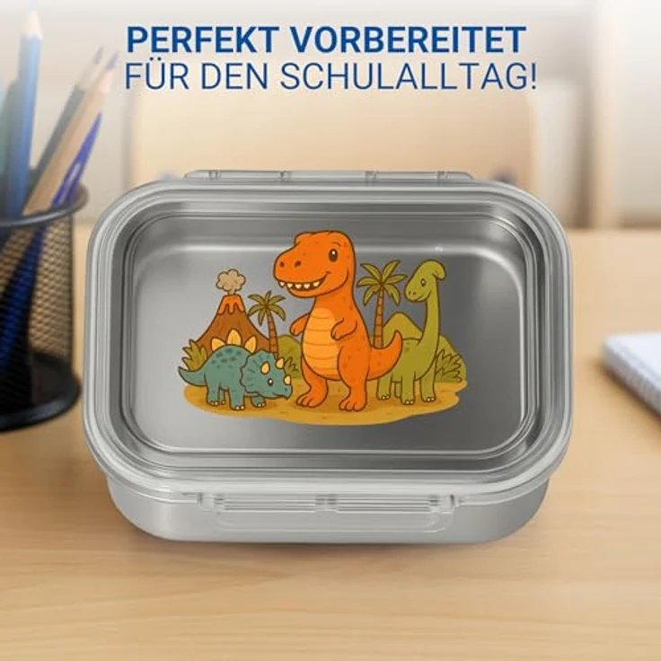 elasto Lunchbox Storage, Brotdose für Kinder 1000 ml aus Edelstahl mit herausnehmbarer Trennwand, BPA-frei und auslaufsicher – Bild 6