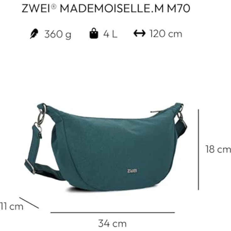Zwei Mademoiselle.M Umhängetasche 34 cm, petrol, 100% Polyurethan, 34 cm x 11 cm x 18 cm – Bild 2