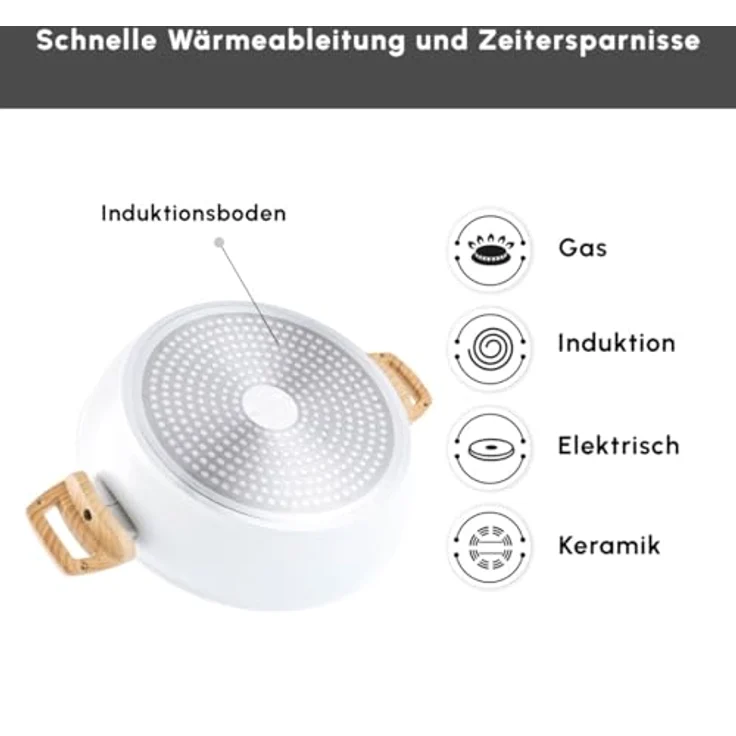 Karaca Swiss Crystal Flacher Kochtopf 26 cm, Creamy - Antihaft-Oberfläche, PFAS-frei, leicht zu reinigen – Bild 5