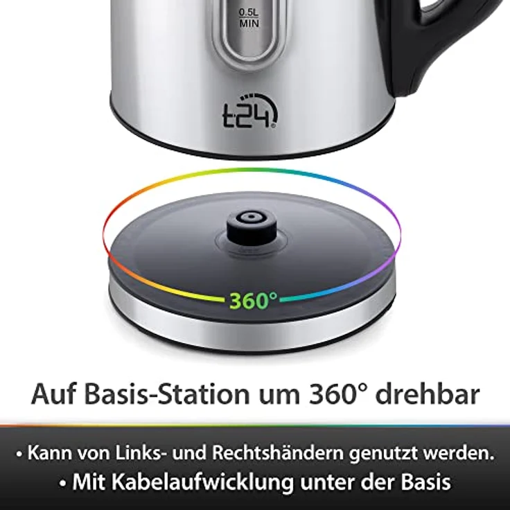 T24 Wasserkocher 2200W, Edelstahl, 1,7L, LED, 60 - 100 °C, Warmhaltefunktion, edelstahl - Preisvergleich – Bild 6