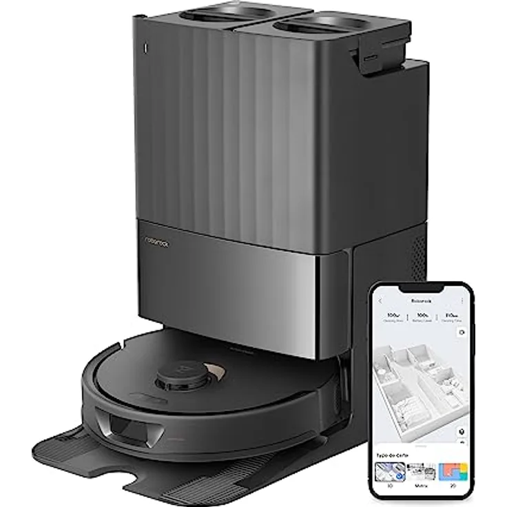 roborock Q Revo Saugroboter mit Wischfunktion Absaugstation 5500 Pa Saugkraft, 3D-Kartierung, Doppeldrehmopps Wischroboter automatische Wasser-Befüllung, Entleerung, Staubbeutel-Entleerung, Reinigung