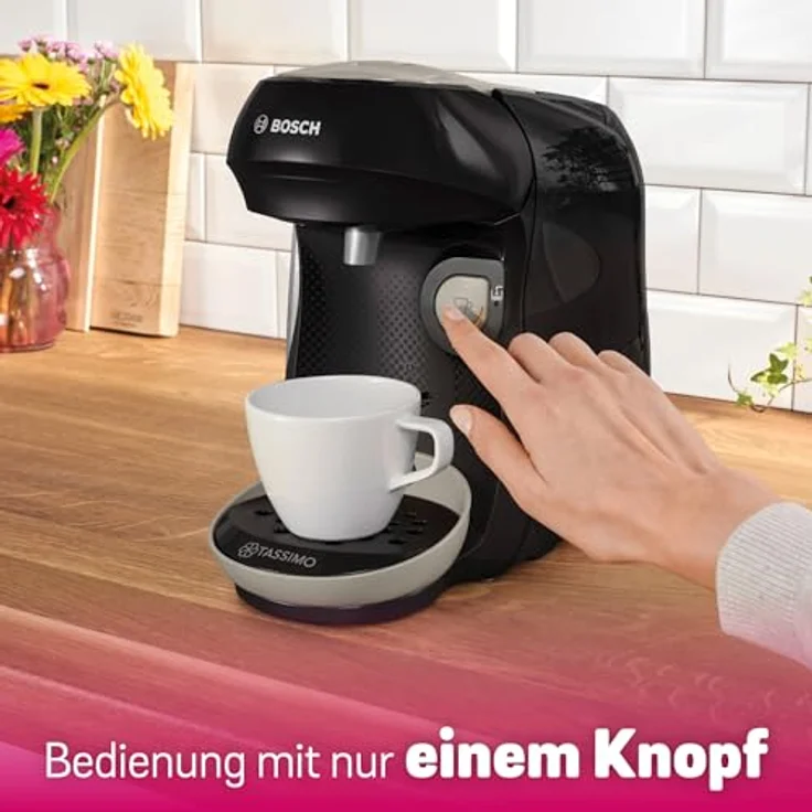 TASSIMO Tassimo happy friendly TAS109E Kapselmaschine, über 70 Getränke, platzsparend, Recycled black – Bild 5