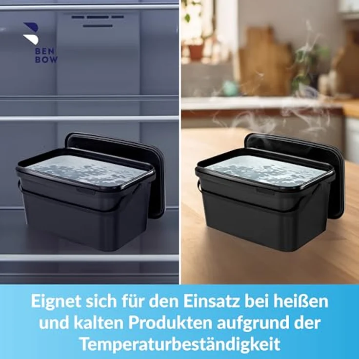 BenBow Rechteckiger Eimer mit Deckel 5L, Schwarz BSR- Luftdicht Lebensmittelecht BRC- – Bild 4