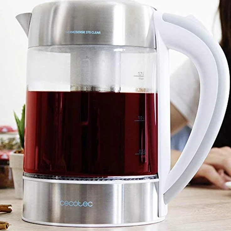 Cecotec Elektrischer Wasserkocher ThermoSense. 1,7 Liter, Borosilikatglas, Frei von BPA, Basis 360 ª, Antikalkfilter, Dppeltes Sicherheitssystem,2200 W Leistung. – Bild 3
