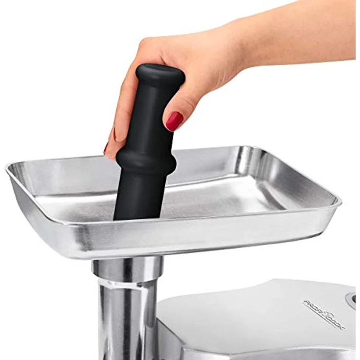 ProfiCook PC-FW 1173 Fleischwolf inkl. 3 Edelstahl-Lochscheiben, Kebbe-und Wurstfülleraufsatz, XXL-Verschlussring, Profi-Metallgetriebe, Vor-und Rücklauffunktion, Edelstahlgehäuse, 2000 Watt, silber – Bild 4