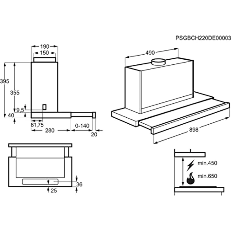 AEG Electrolux Flachschirm-Dunstabzugshaube LFP419X, 90cm, Abluft oder Umluft, mit LED-Beleuchtung und Standard-Fettfilter – Bild 7