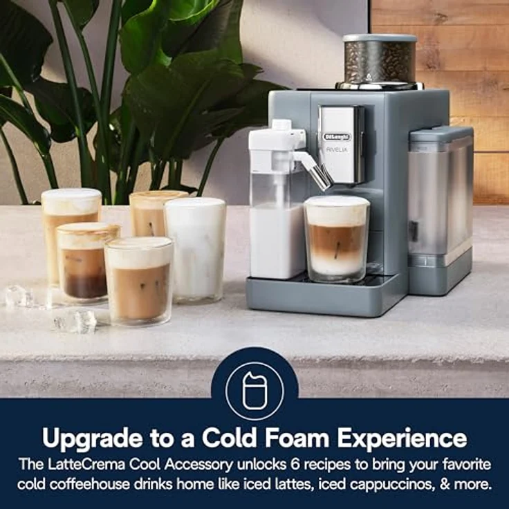 DELONGHI DLSC032 LatteCrema Cool Zubehörset, transparente Karaffe mit 4 doppelwandigen Thermogläsern für kalte Milchgetränke – Bild 3