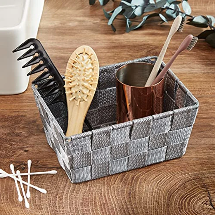 WENKO Aufbewahrungskorb Adria Mini Grau, rechteckig, Polypropylen, 19 x 9 x 14 cm, universell einsetzbar, stabil und robust – Bild 2