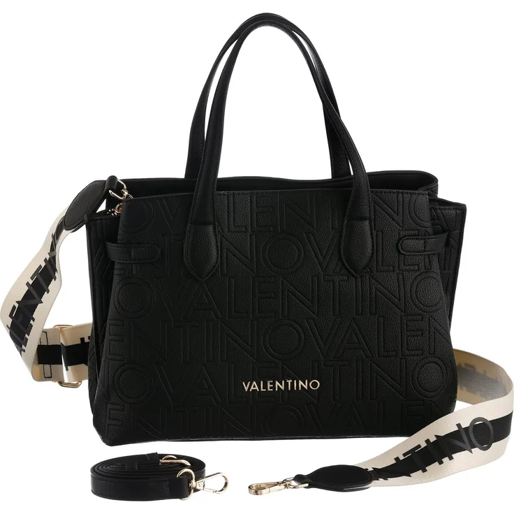 VALENTINO BAGS Shopper SHOPPING PANSY, Einkaufstasche aus Polyurethan, NERO, kompakte Maße 30x23x14 cm