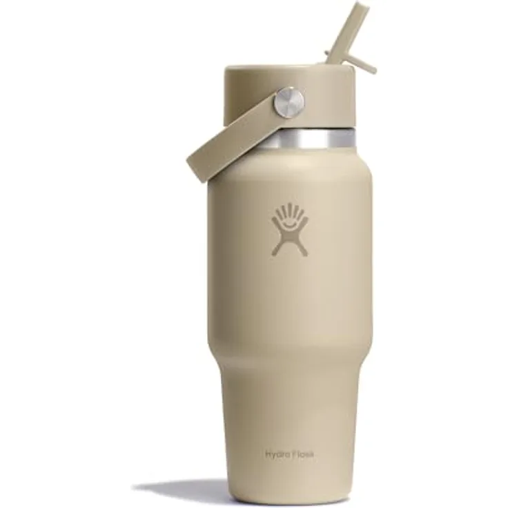 Hydro Flask Wide Flex Straw Travel Bottle 710ml (24 oz), Auslaufsicher, Isoliert, hält Getränke 24 Stunden kalt, Becherhalterkompatibel, Oat