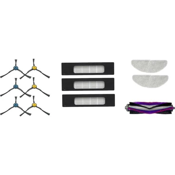 Midea Spare Parts Kit für M7Pro/S8+, 6x Seitenbürsten, 1x Hauptbürste, 3x HEPA-Filter, 2x Wischmop-Tücher, Weiss