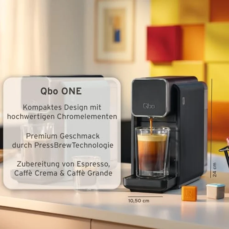 Tchibo Qbo ONE Premium Kapselmaschine mit 16 Kapseln, 19 Bar PressBrew, Espresso, Caffè Crema & Grande, Soft Black – Bild 4