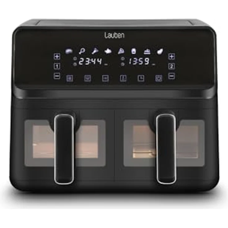 Lauben DualZone® Heißluftfritteuse 8000BC Air Fryer mit zwei Körben, Gesamtvolumen 8l, individuelle Einstellung beider Körbe getrennt, Klarsichtfenster, 8 voreingestellte Programme – Bild 1