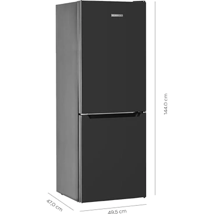 Heinrich´s HKS 3191, Kühlgefrierkombination mit 157 L Gesamtvolumen, 109 L Kühlvolumen, 48 L Gefriervolumen, LED Beleuchtung, Türanschlag wechselbar, leise 39 dB, schwarz – Bild 5