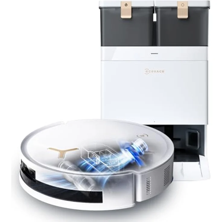 ECOVACS DEEBOT T50 MAX PRO Omni Saugroboter, 18.500Pa, ZeroTangle 2.0, Heißwasser-Reinigung, Weiß – Bild 1