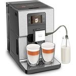 Krups Intuition Experience EA876D Kaffeemaschine, Super-Automatik, Farb-Touchscreen, Kaffeemaschine mit Leuchtanzeigen, 17 Getränke, personalisierte Rezepte, Edelstahl