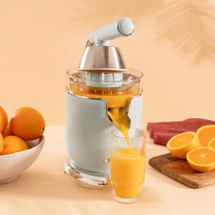 Cecotec Elektro-Zitruspresse - Xqueeze RetroJuice 1000 Blue, 1000W, Edelstahlfilter, 2 abnehmbare Konen, Hebel und Tropfstopp-System – Bild 4