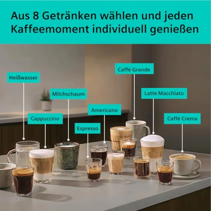 Siemens Kaffeevollautomat EQ500 iAroma TP553E19, schwarz, 8 Getränke auf Knopfdruck, intuitives Touch-Display, automatische Reinigungsprogramme – Bild 3