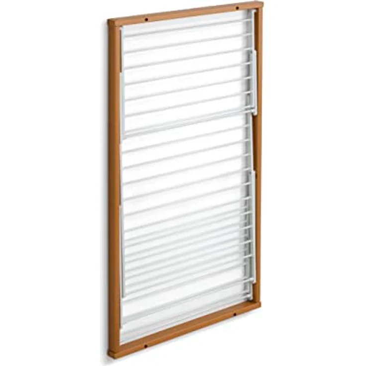 Arredamenti Italia Karim Wand-Wäscheständer aus Holz, ausziehbar, 16 m Draht, Kirschbaum-Finish, Massivholzrahmen, unabhängige Nylon-Gitter – Bild 4