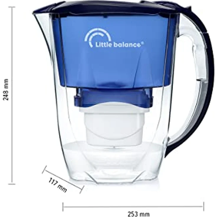 LITTLE BALANCE 8593 Wasserfilterkaraffe Ocean, 2,8 l mit superschnellem Durchfluss, reduziert Mikroplastik, Chlor und Kalk, BPA-freier Kunststoff, blau – Bild 2