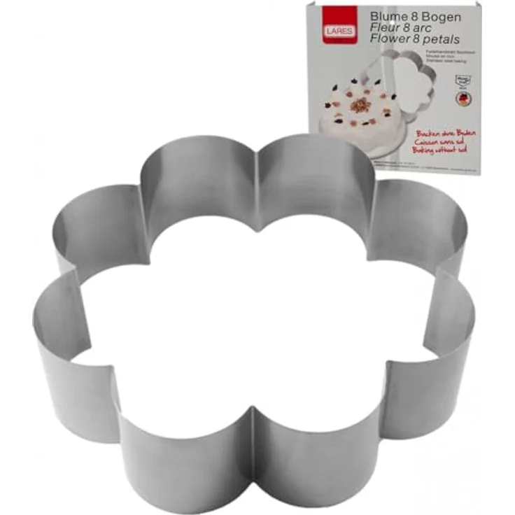 Lares Backform-Backrahmen-Tortenring - aus Federbandstahl - Motiv: Blume 8 Bogen - Ø ca. 27cm, H: ca. 7cm - Made in Germany – Bild 3