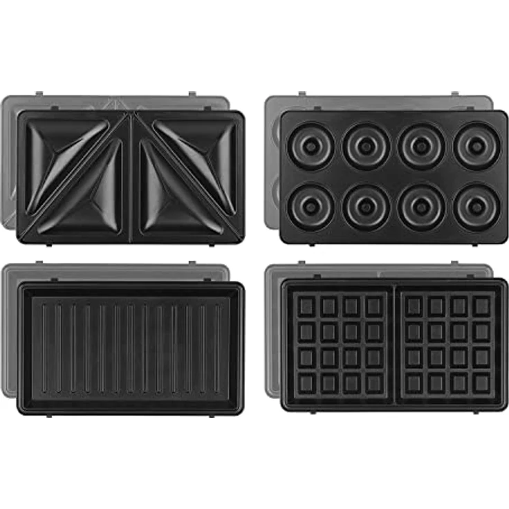 H.Koenig Wëasy Sandwichmaker JOY600, 4 in 1 Multifunktionsgerät mit austauschbaren Platten, Antihaftbeschichtung, 750W, für Waffeln, Donuts, Paninis und Grillgerichte – Bild 5