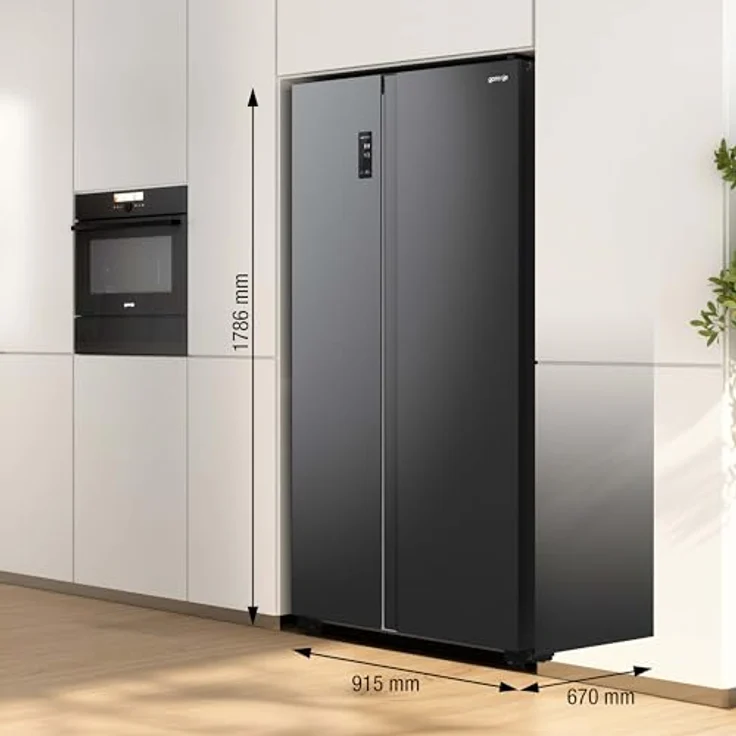 Gorenje NRR 9185 EABXL Side-by-Side-Kühlschrank, freistehend, schwarz, NoFrost, Breite 91 cm, Energieklasse E – Bild 4